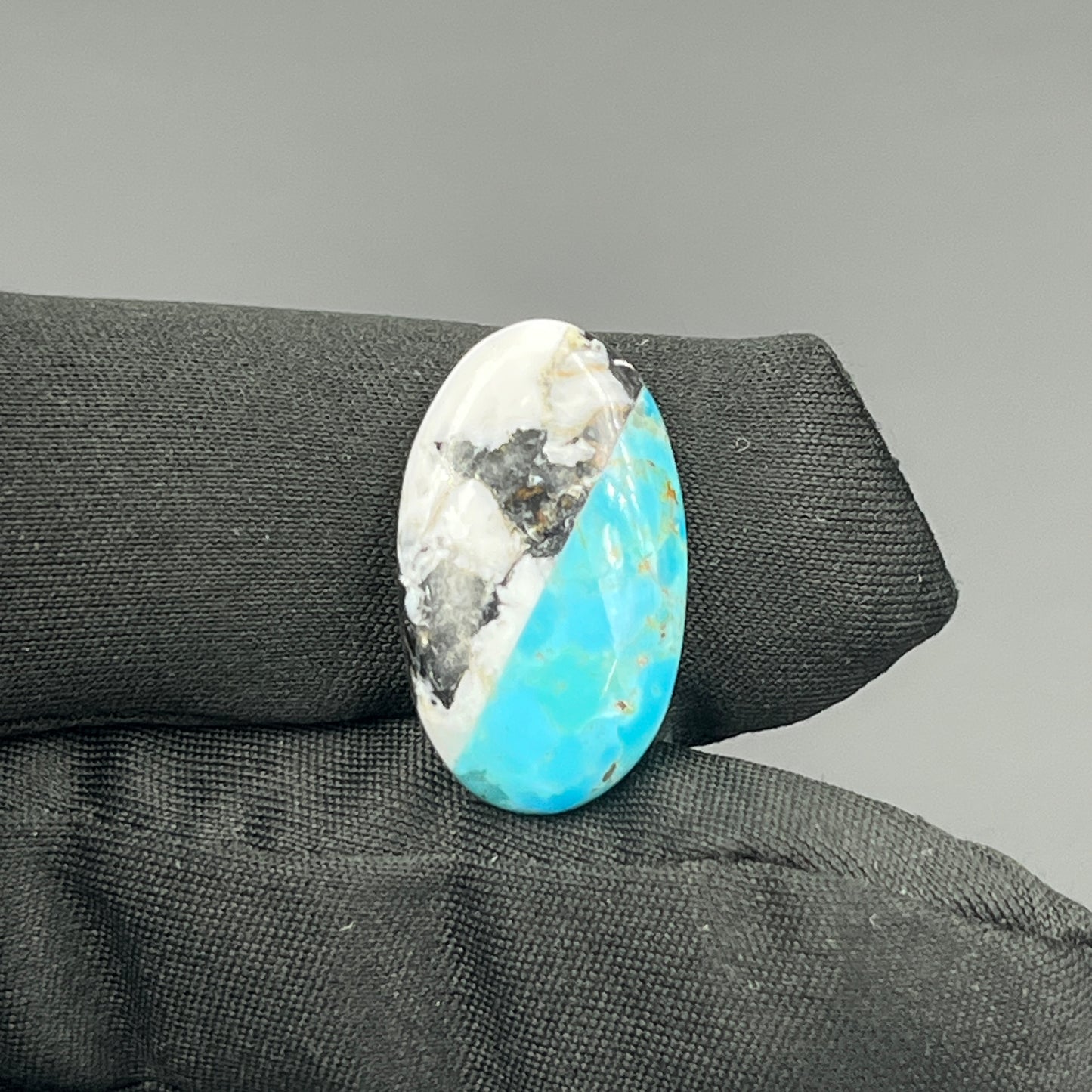 White Buffalo & Mohave Turquoise - Cabochon - Oval