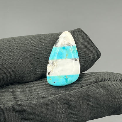 White Buffalo & Mohave Turquoise - Cabochon - Tumble