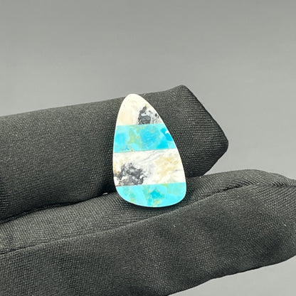 White Buffalo & Mohave Turquoise - Cabochon - Tumble