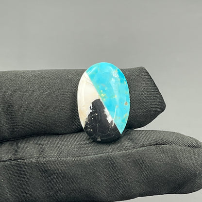 White Buffalo & Mohave Turquoise - Cabochon - Oval