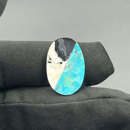 White Buffalo & Mohave Turquoise - Cabochon - Oval
