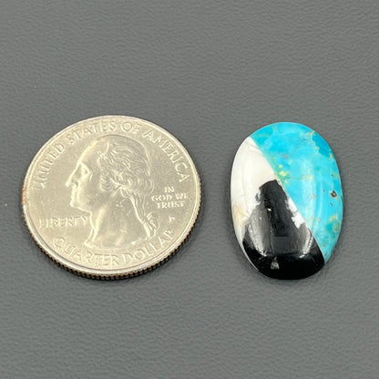 White Buffalo & Mohave Turquoise - Cabochon - Oval
