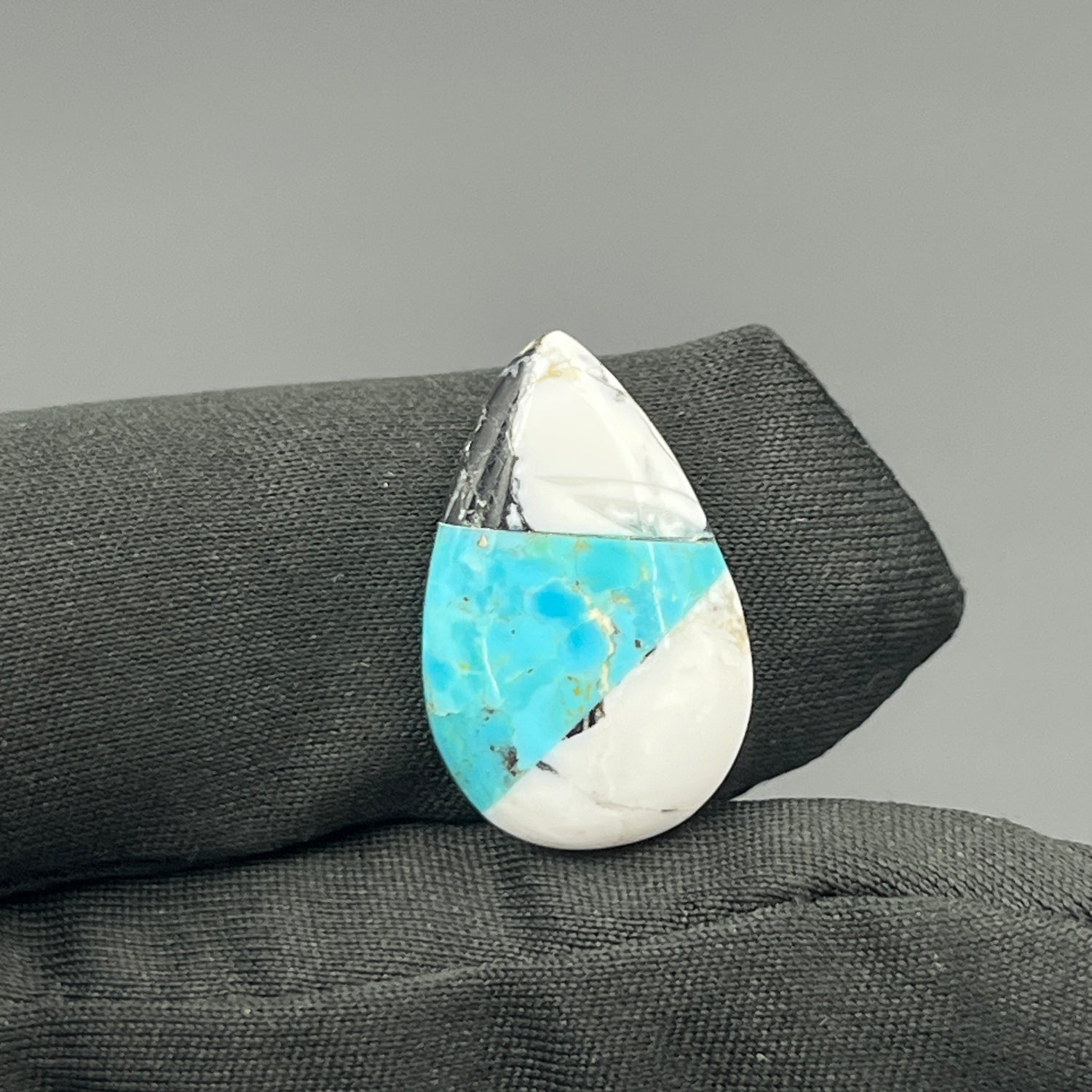 White Buffalo & Mohave Turquoise - Cabochon - Teardrop