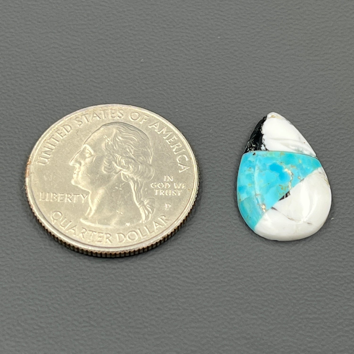 White Buffalo & Mohave Turquoise - Cabochon - Teardrop