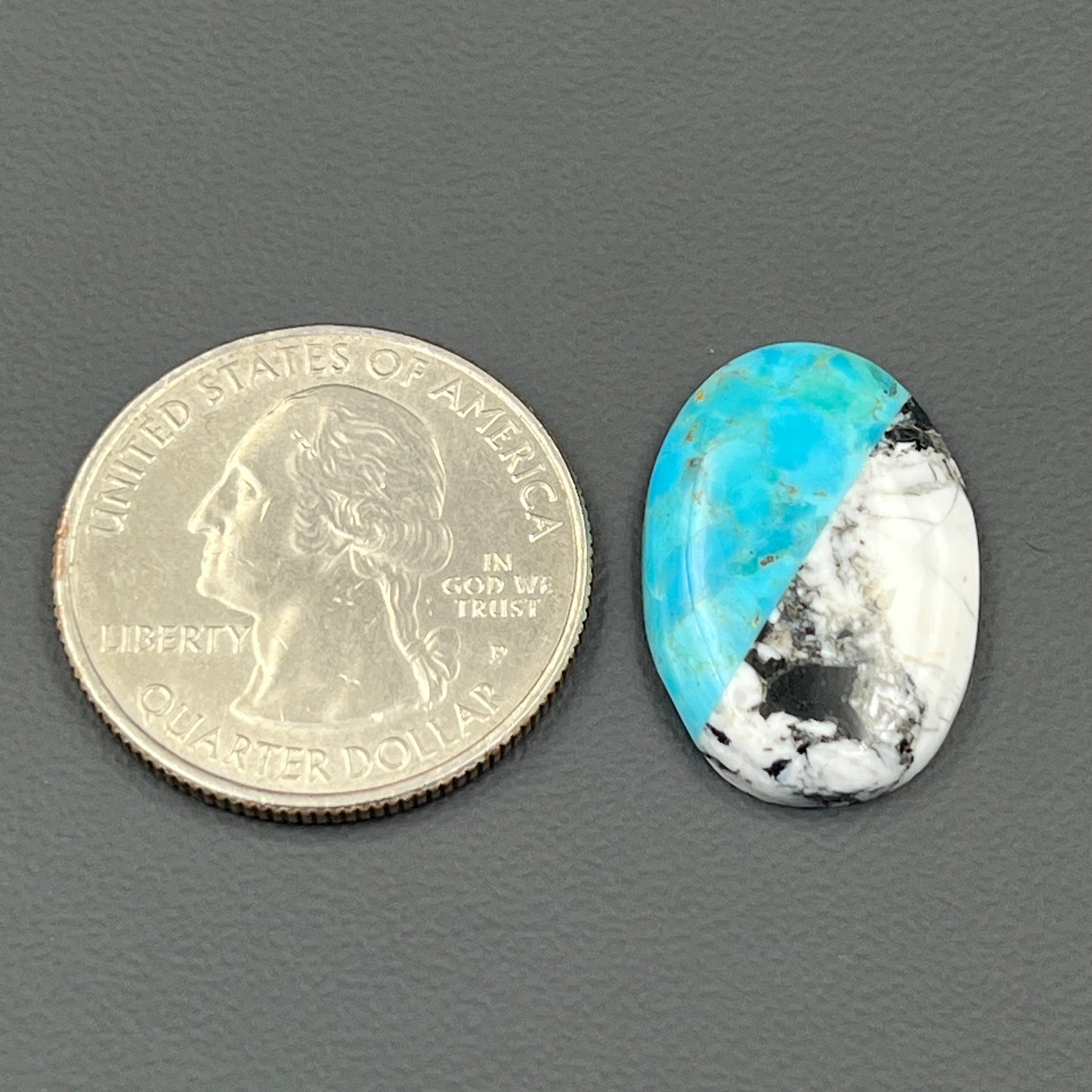 White Buffalo & Mohave Turquoise - Cabochon - Oval
