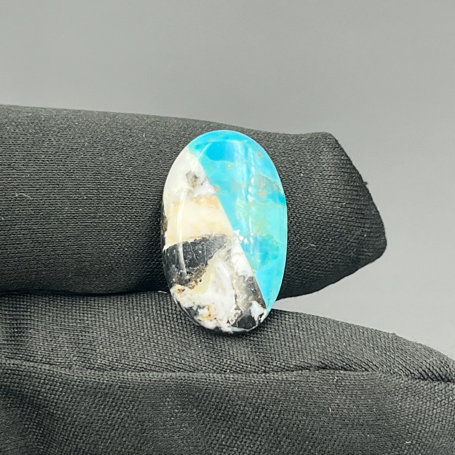 White Buffalo & Mohave Turquoise - Cabochon - Oval
