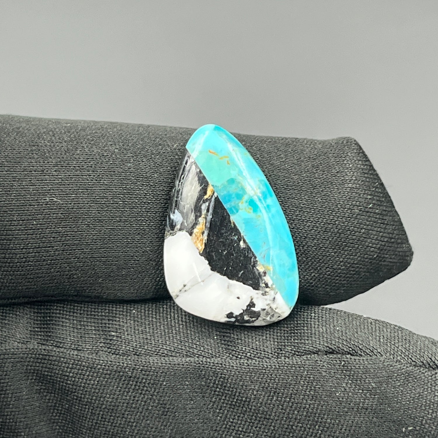 White Buffalo & Mohave Turquoise - Cabochon - Tumble