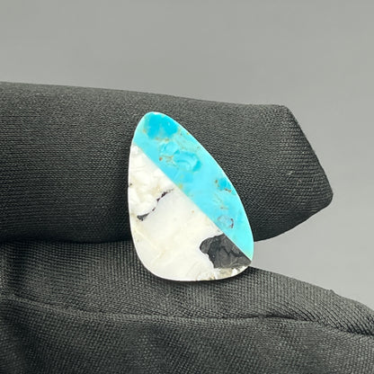 White Buffalo & Mohave Turquoise - Cabochon - Tumble
