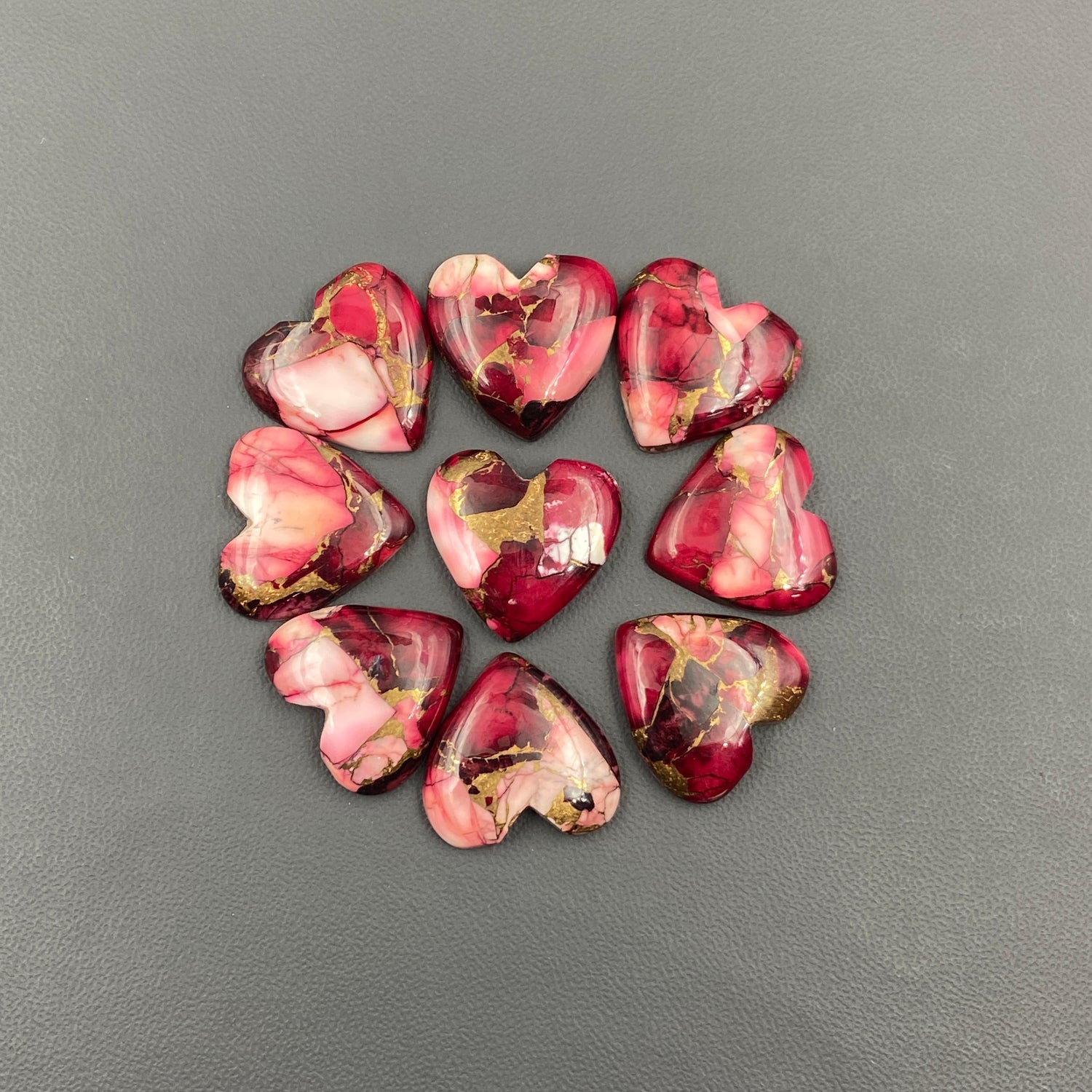 Kingman Red Rose Dahlia - Loose Cabs - Wholesale Lot - 9 Pcs