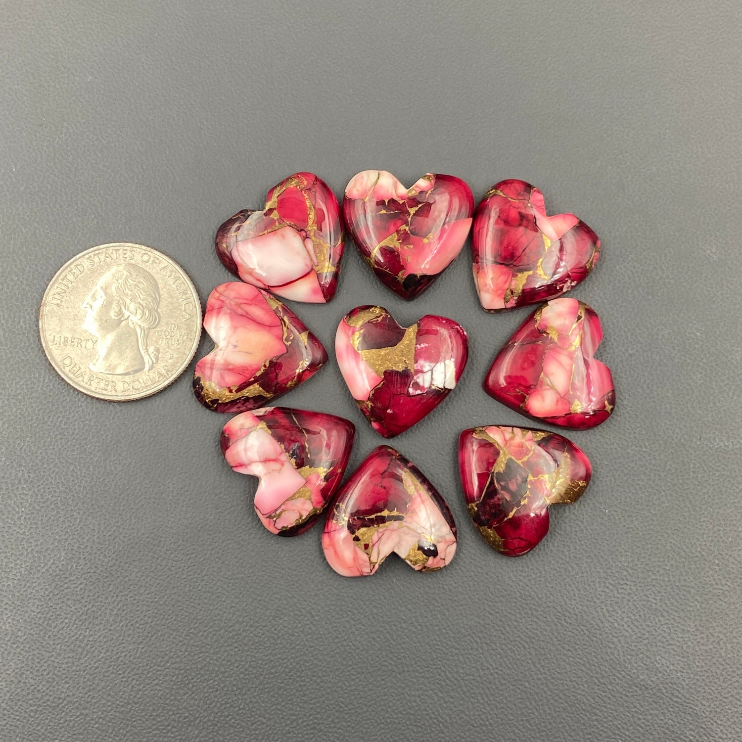 Kingman Red Rose Dahlia - Loose Cabs - Wholesale Lot - 9 Pcs