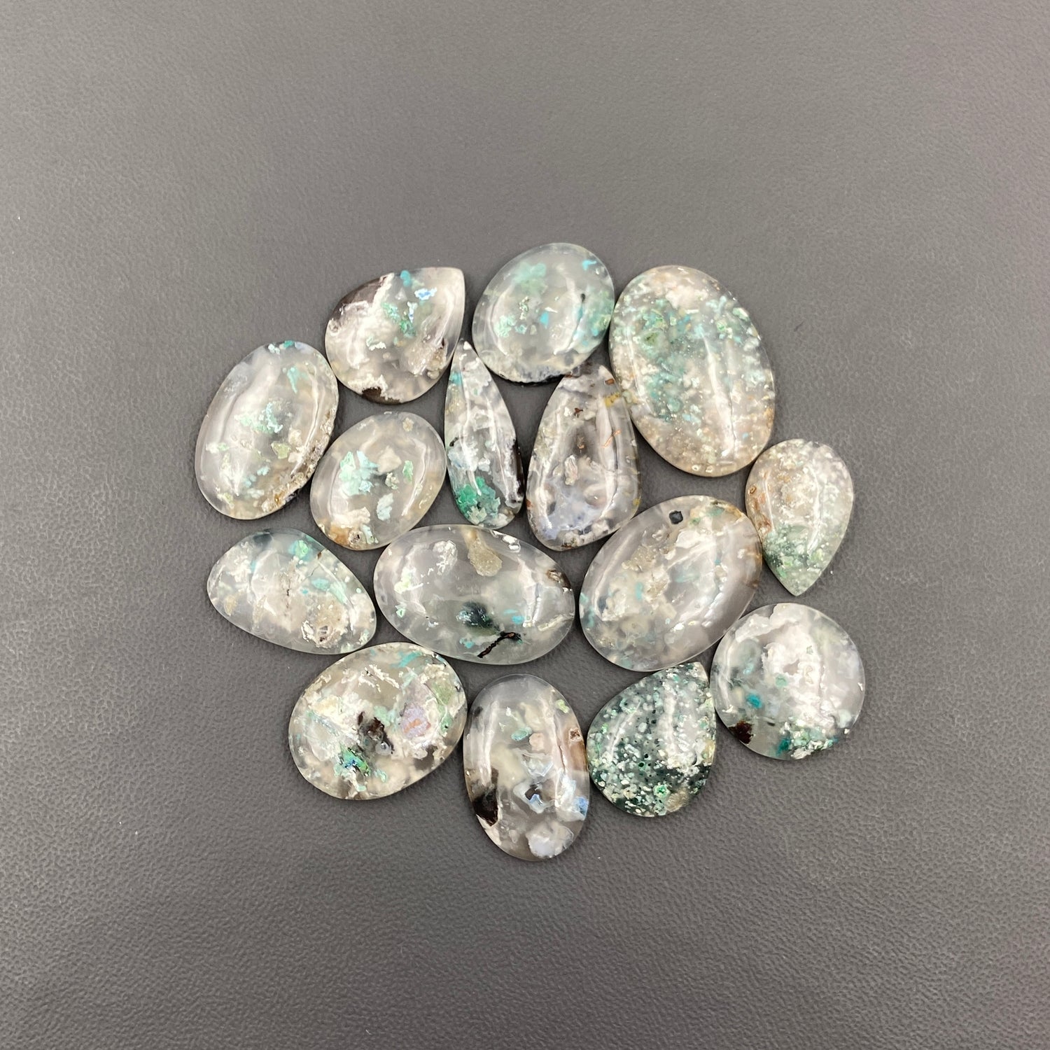 Confetti Chrysocolla Cabochon Wholesale Lot - 15 Pcs