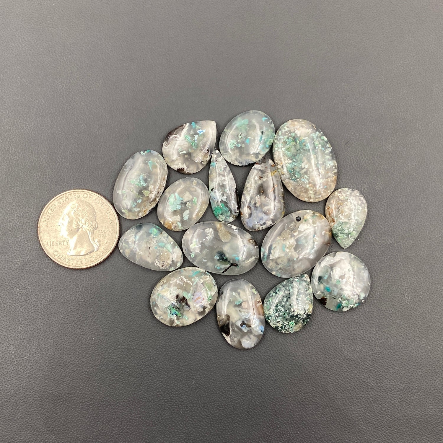 Confetti Chrysocolla Cabochon Wholesale Lot - 15 Pcs