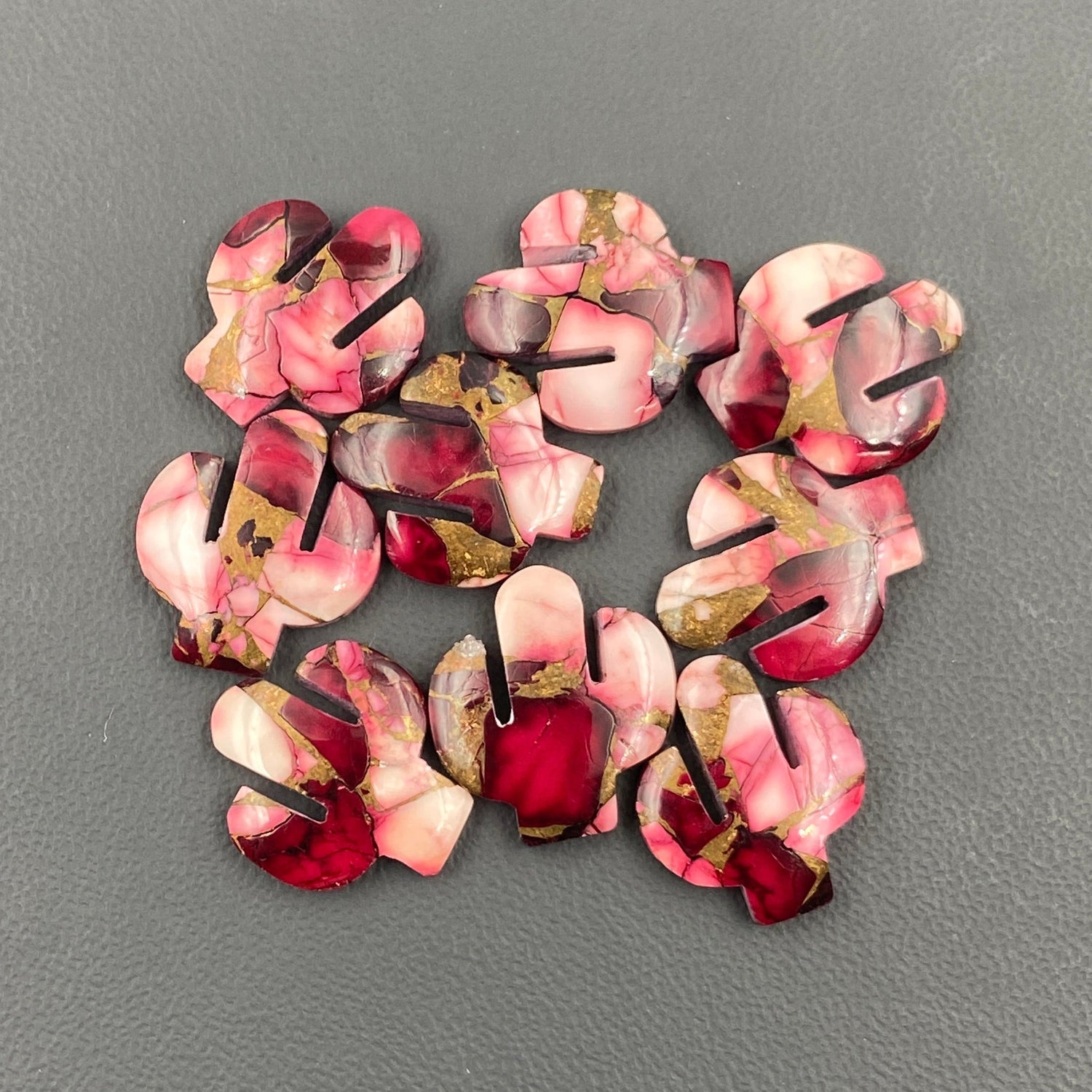 Kingman Red Rose Dahlia - Loose Cabs - Wholesale Lot - 9 Pcs