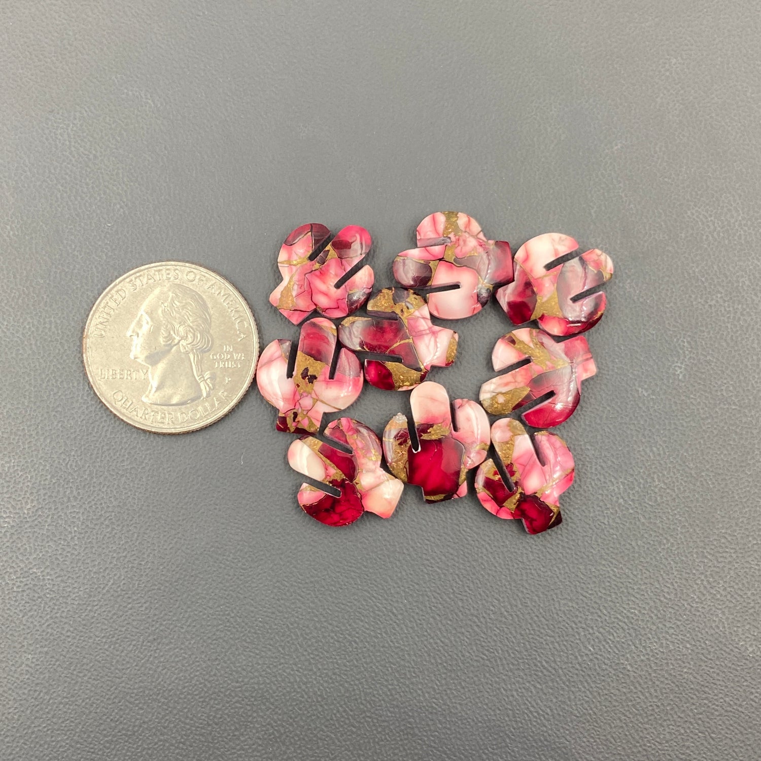 Kingman Red Rose Dahlia - Loose Cabs - Wholesale Lot - 9 Pcs