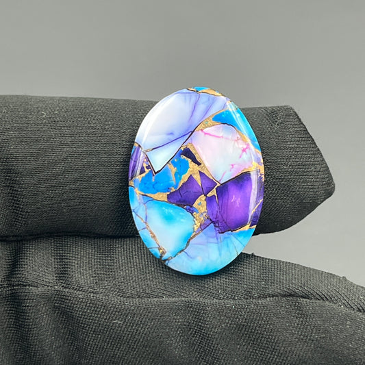 Kingman Purple & Ice Blue Dahlia  - Loose Cab - Oval