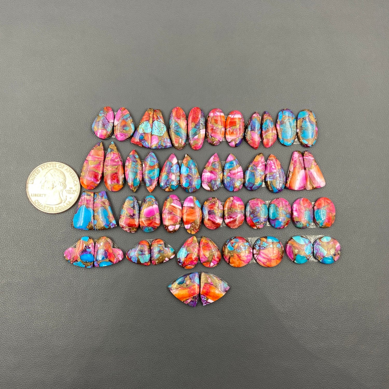 Kingman Pink Turquoise Dahlia - Matching  Pairs - Wholesale Lot - 24 Pcs