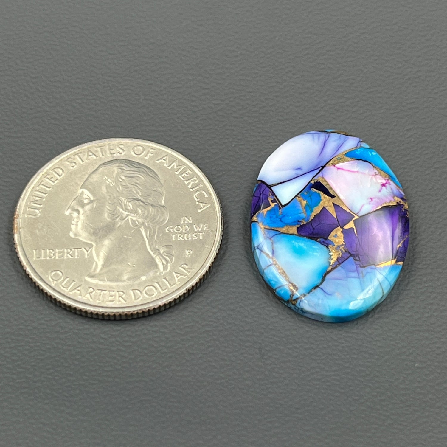 Kingman Purple & Ice Blue Dahlia  - Loose Cab - Oval