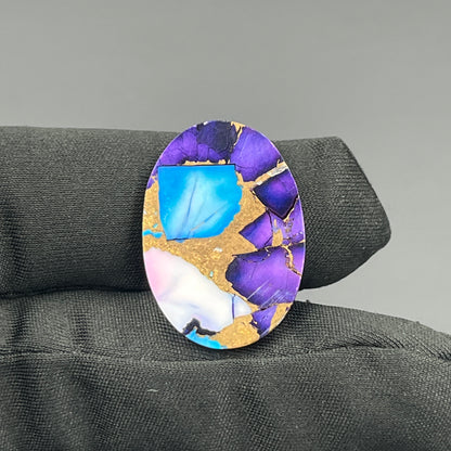 Kingman Purple & Ice Blue Dahlia  - Loose Cab - Oval