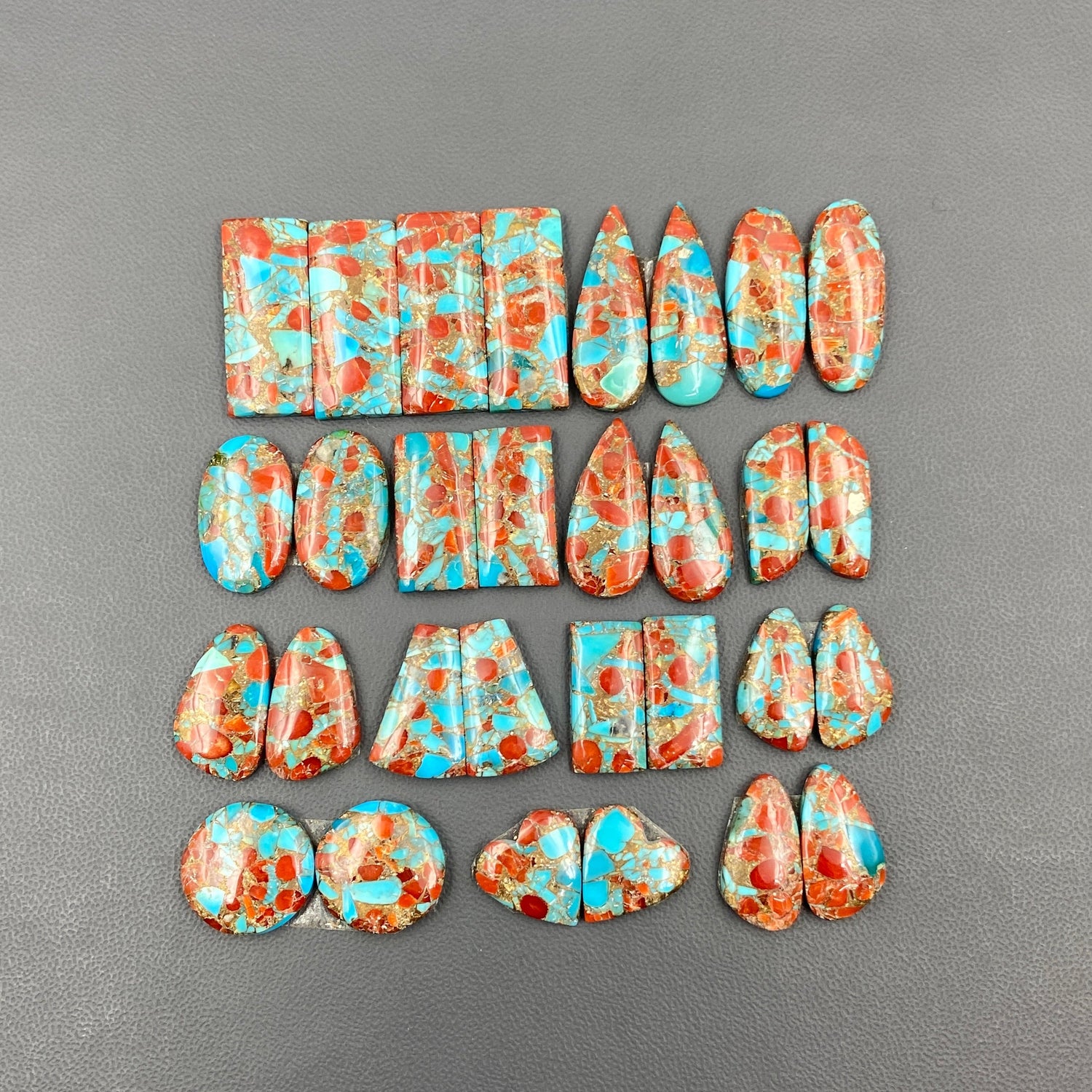 Coral & Turquoise Mohave - Matching Pairs - Wholesale Lot - 15 Pcs