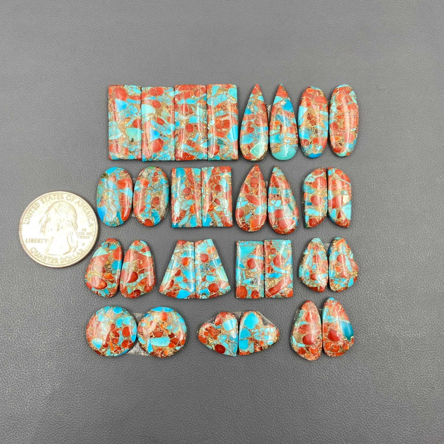 Coral & Turquoise Mohave - Matching Pairs - Wholesale Lot - 15 Pcs