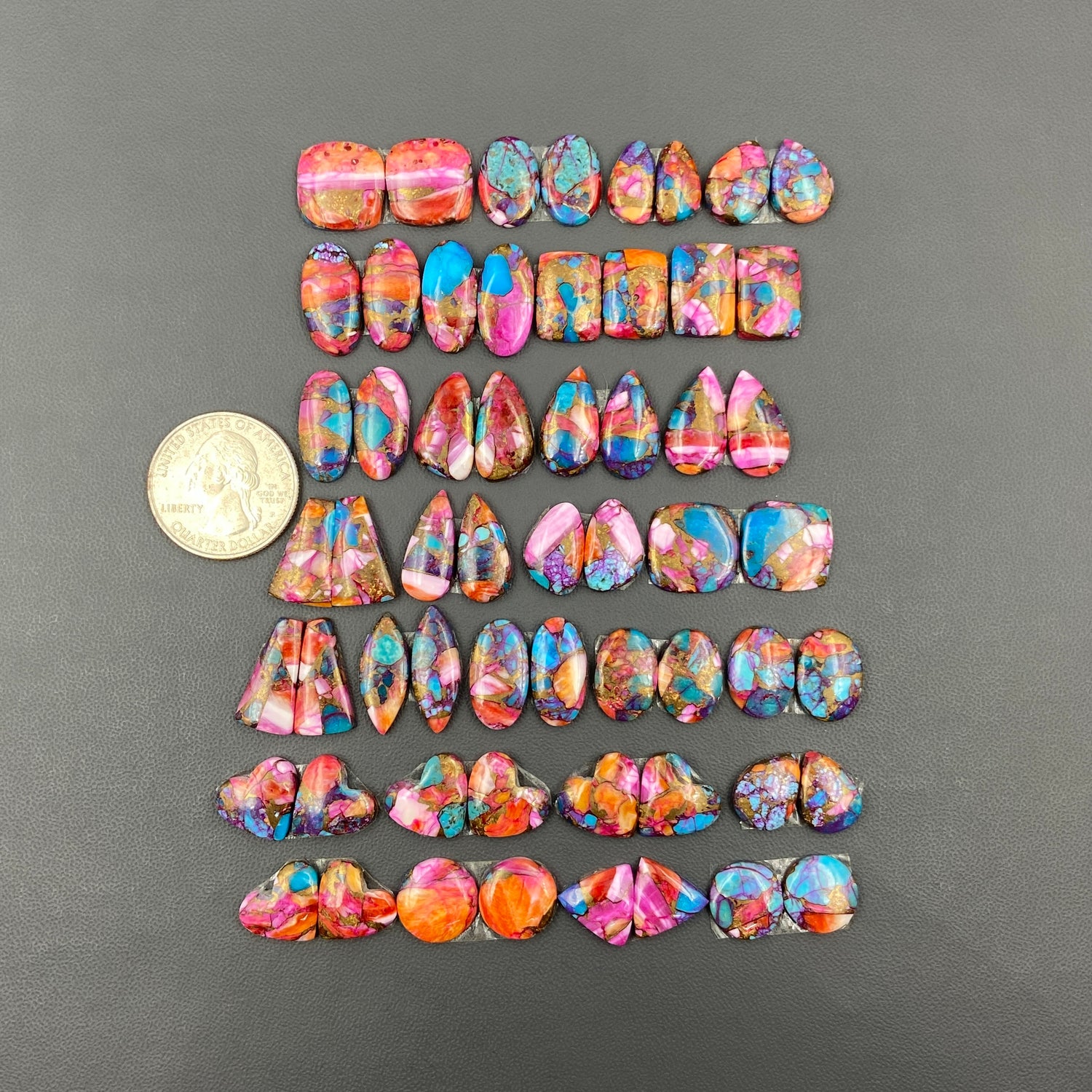 Kingman Pink Turquoise Dahlia - Matching  Pairs - Wholesale Lot - 29 Pcs