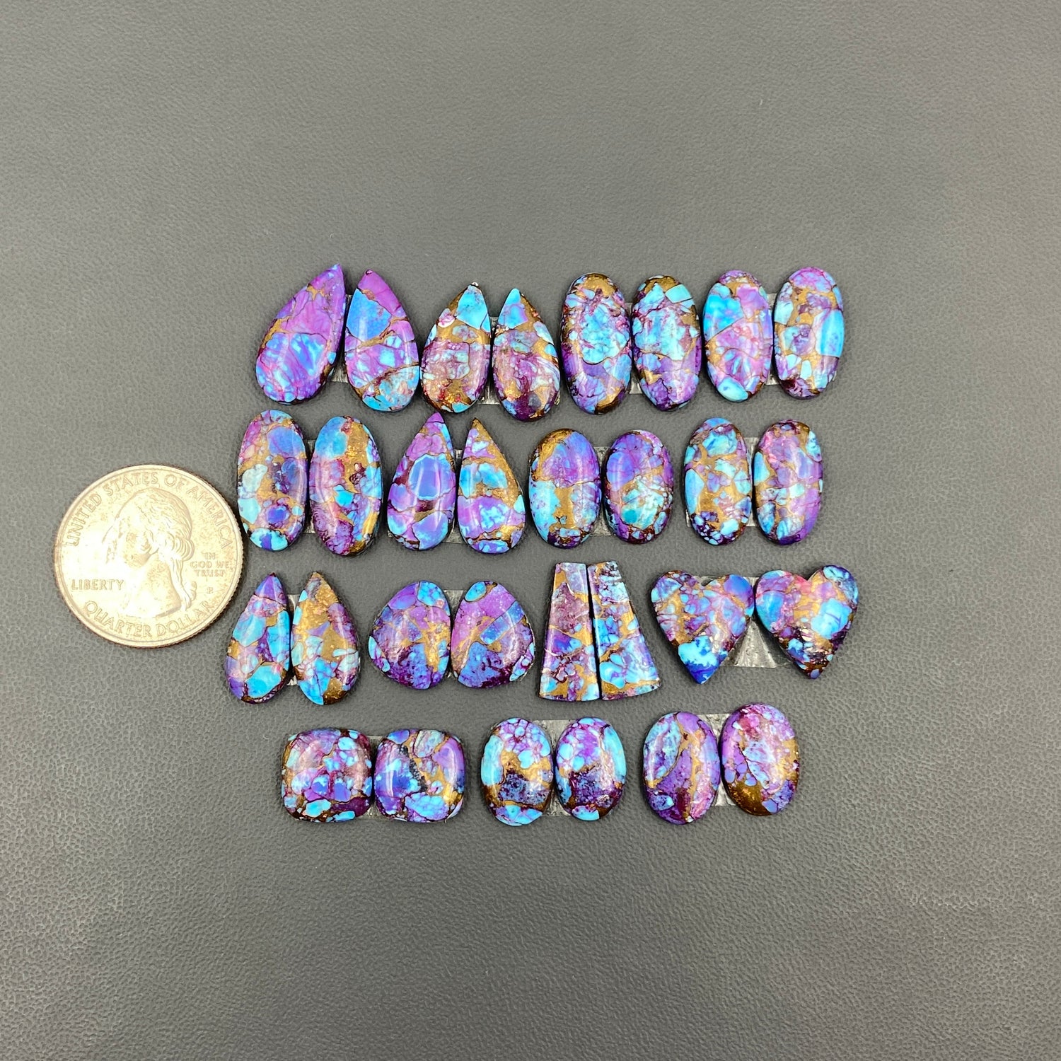 Kingman Purple Turquoise Mohave - Matching Pairs - Wholesale Lot - 15 Pairs