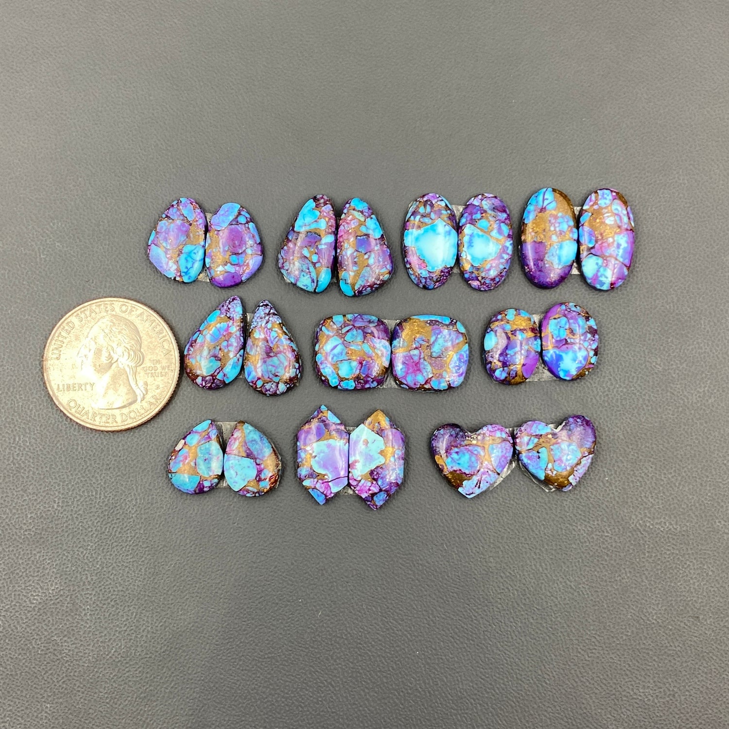 Kingman Purple Turquoise Mohave - Matching Pairs - Wholesale Lot - 10 Pairs