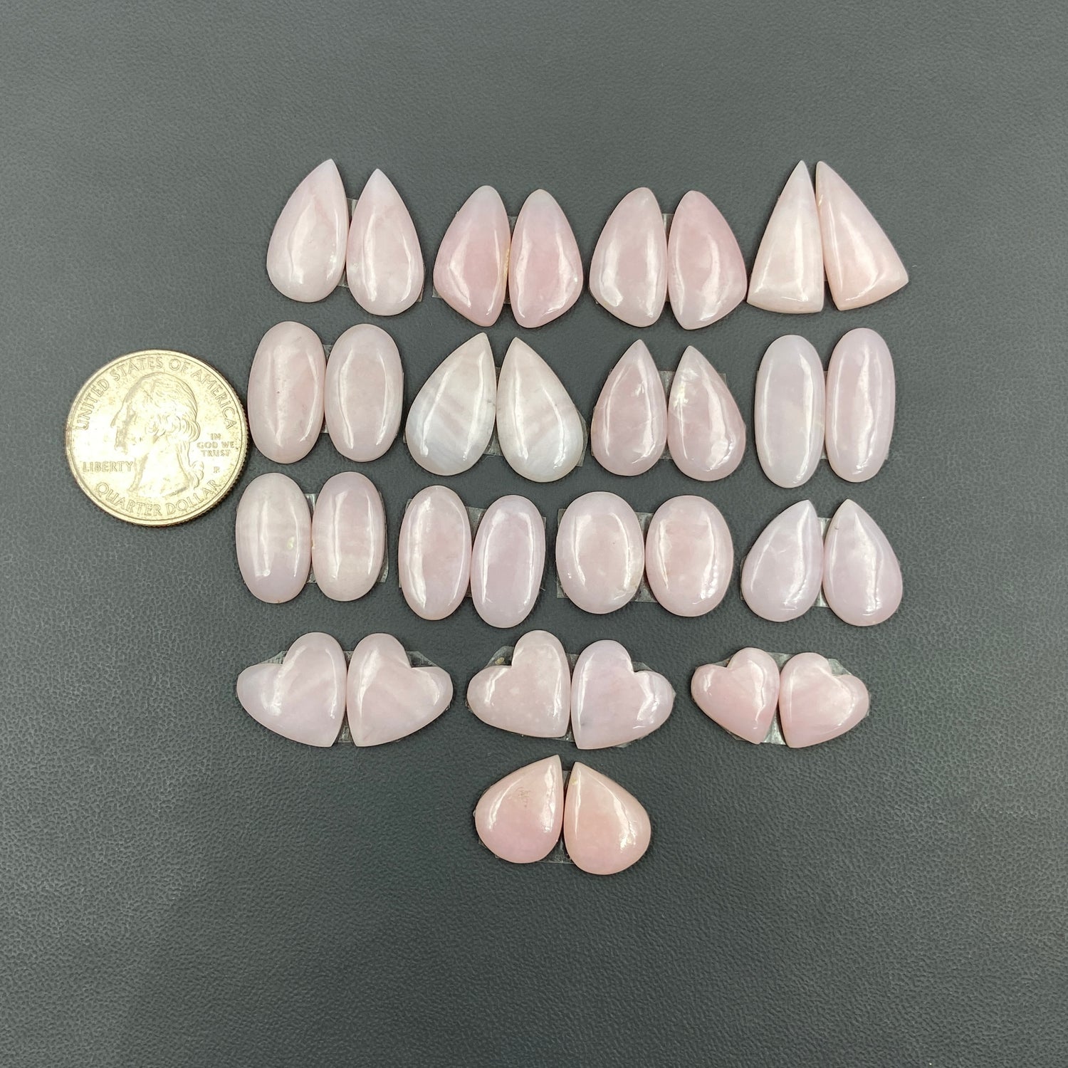 Peruvian Pink Opal Pairs Wholesale Lot - 16 Pairs