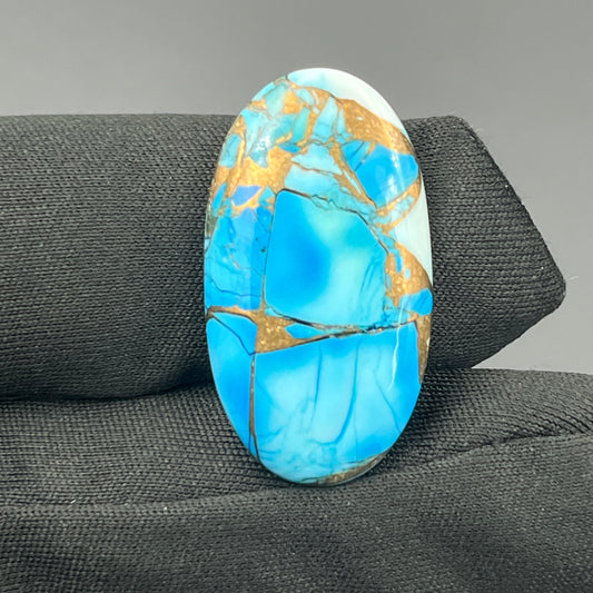 Kingman Ice Blue Dahlia - Loose Cabs - Oval
