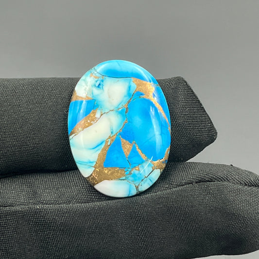 Kingman Ice Blue Dahlia - Loose Cabs - Oval