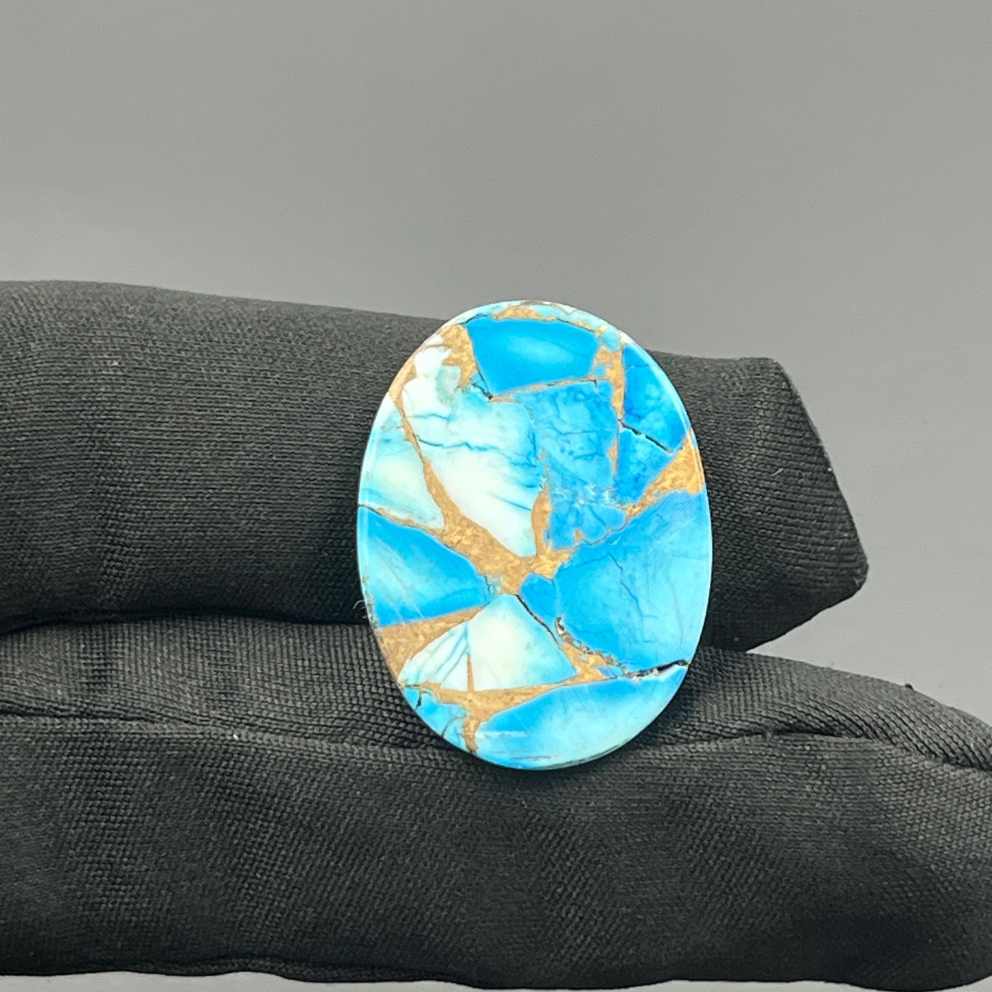 Kingman Ice Blue Dahlia - Loose Cabs - Oval