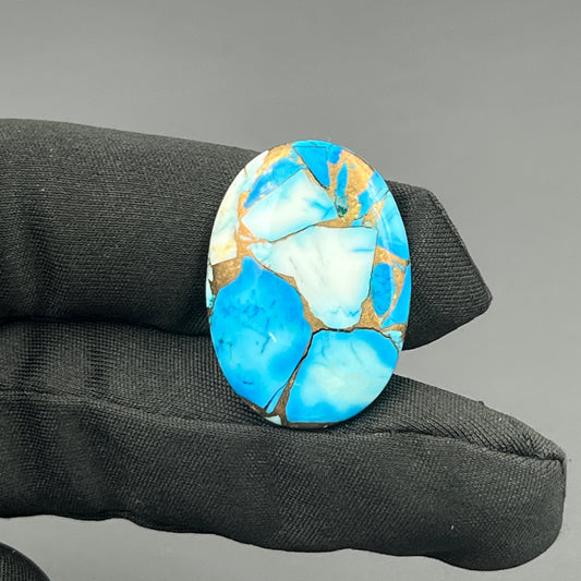 Kingman Ice Blue Dahlia - Loose Cabs - Oval