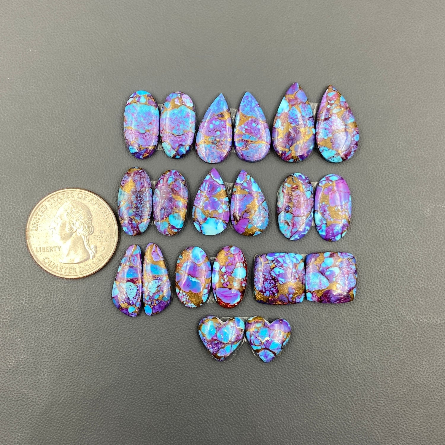 Kingman Purple Turquoise Mohave - Matching Pairs - Wholesale Lot - 10 Pairs