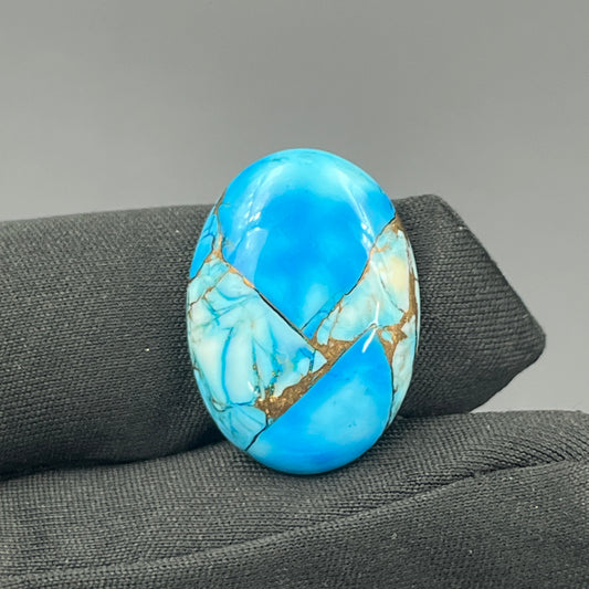 Kingman Ice Blue Dahlia - Loose Cabs - Oval