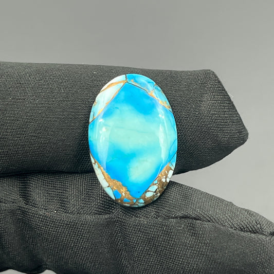 Kingman Ice Blue Dahlia - Loose Cabs - Oval