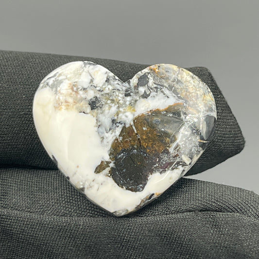 White Buffalo Turquoise Cabochon - Heart
