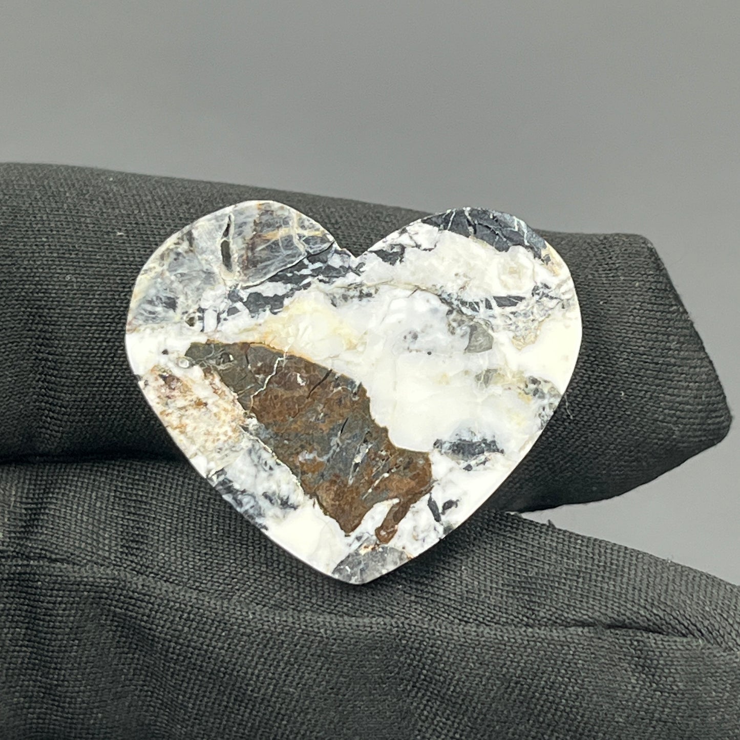 White Buffalo Turquoise Cabochon - Heart