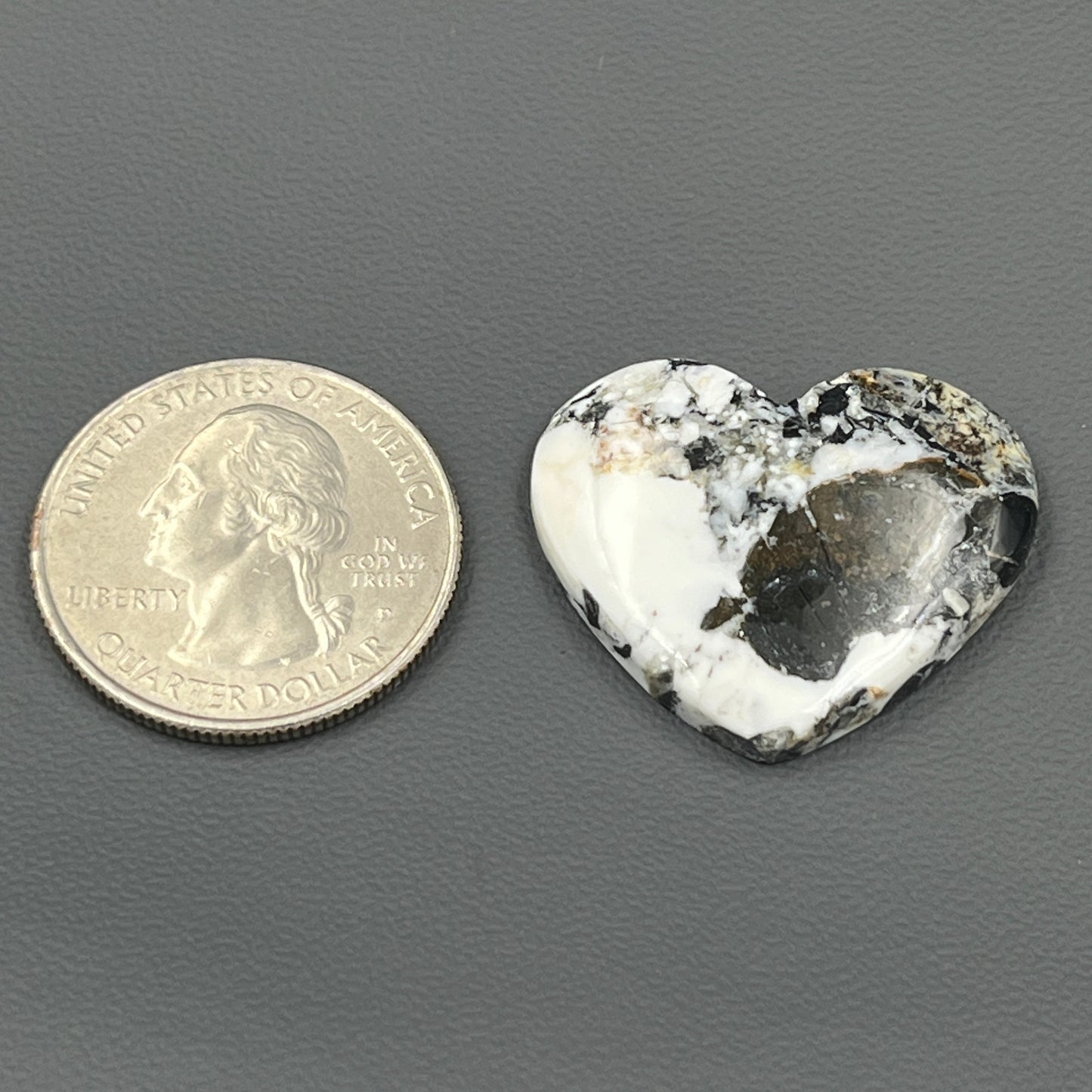 White Buffalo Turquoise Cabochon - Heart