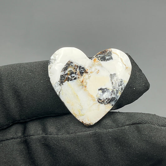 White Buffalo Turquoise Cabochon - Heart
