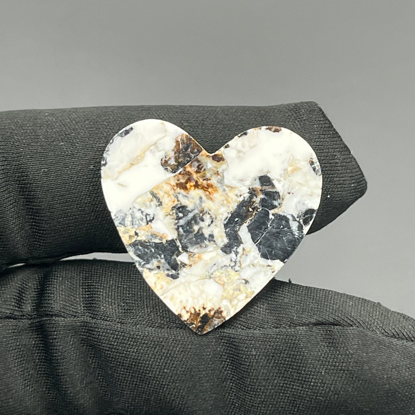White Buffalo Turquoise Cabochon - Heart