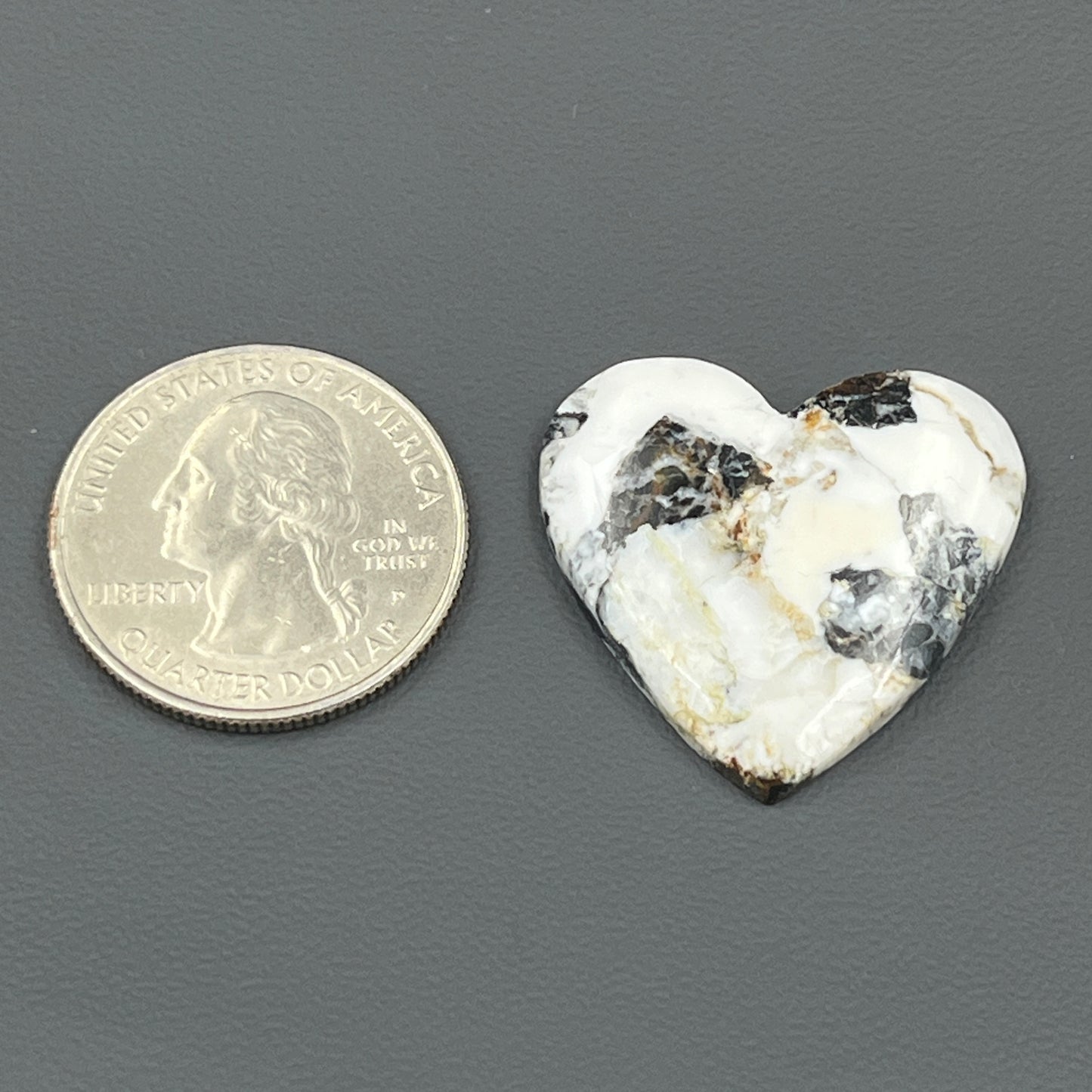 White Buffalo Turquoise Cabochon - Heart