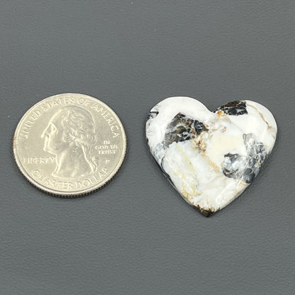 White Buffalo Turquoise Cabochon - Heart