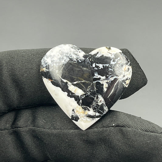 White Buffalo Turquoise Cabochon - Heart