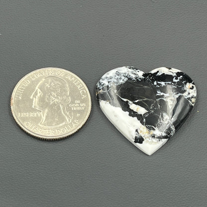 White Buffalo Turquoise Cabochon - Heart
