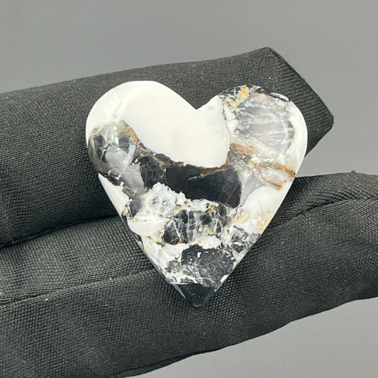 White Buffalo Turquoise Cabochon - Heart