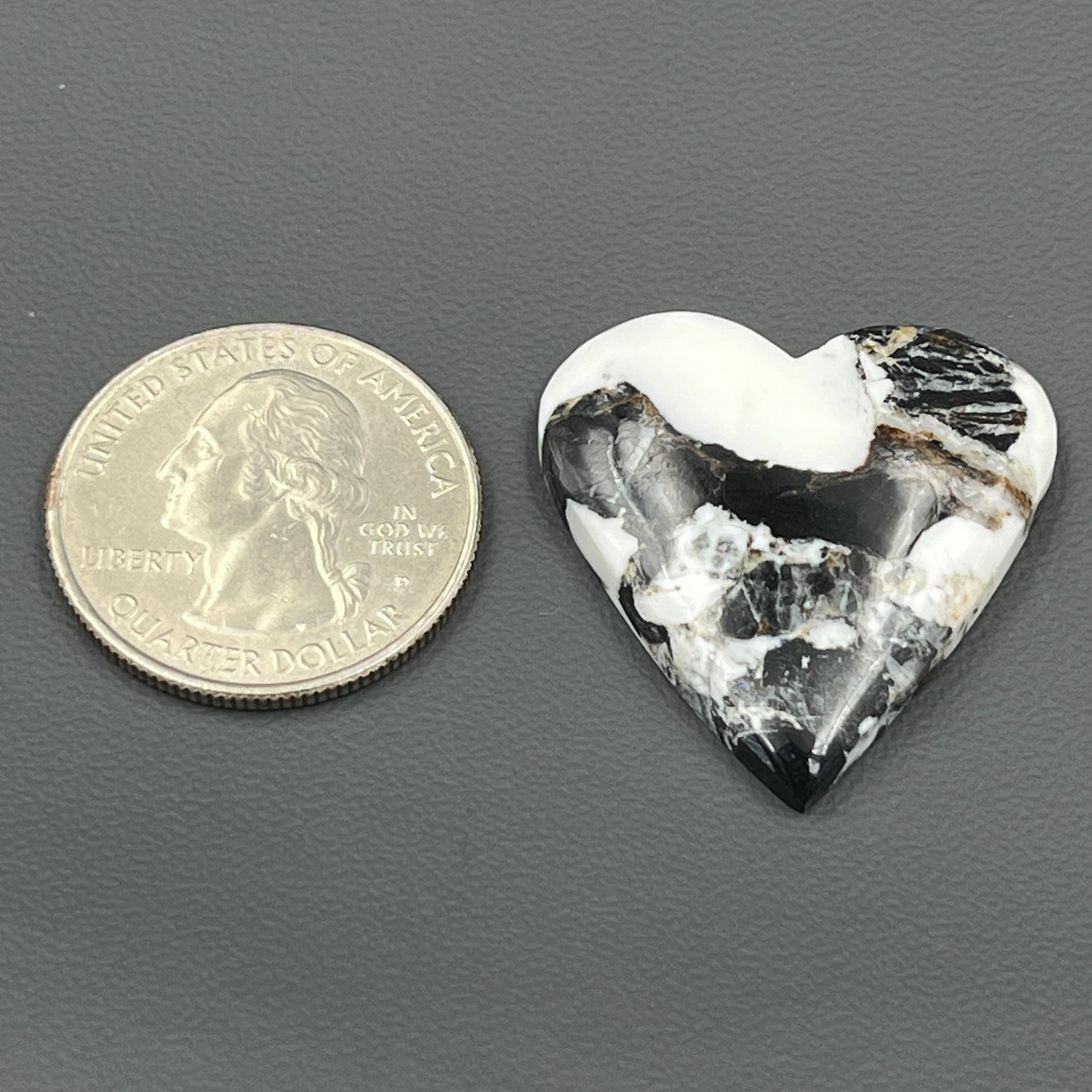 White Buffalo Turquoise Cabochon - Heart