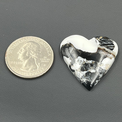 White Buffalo Turquoise Cabochon - Heart