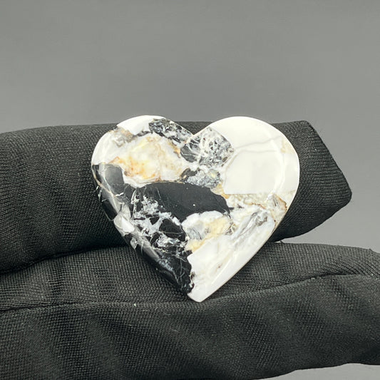 White Buffalo Turquoise Cabochon - Heart