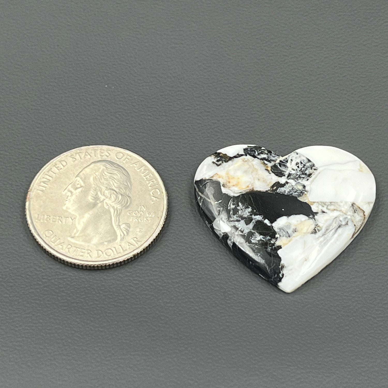 White Buffalo Turquoise Cabochon - Heart