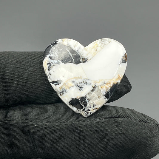 White Buffalo Turquoise Cabochon - Heart